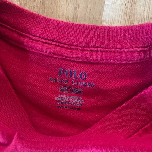 Polo by Ralph Lauren Red Long Sleeve Shirt with Christmas Teddy Bear, size 4T - Picture 3 of 4
